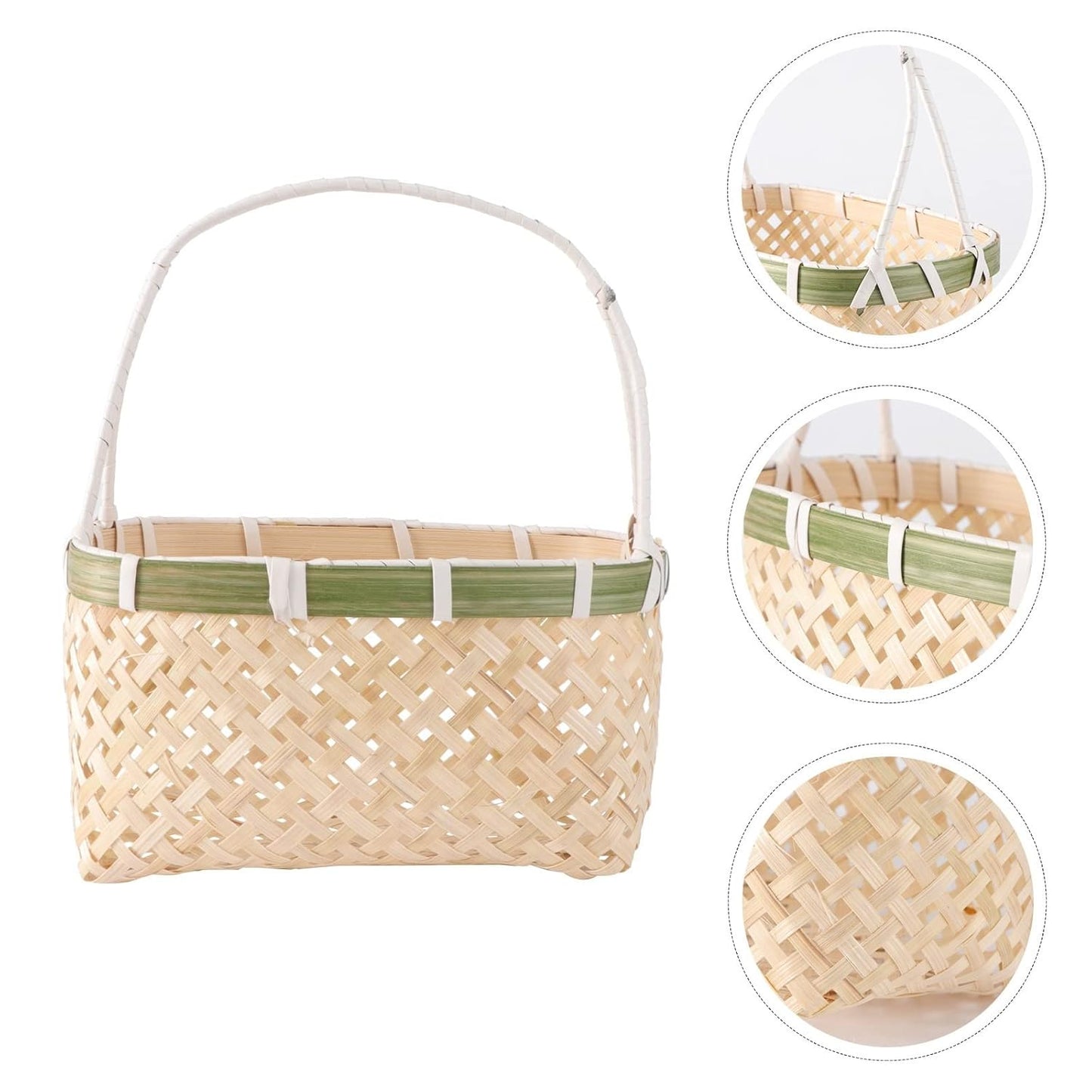 Oval Picnic Bamboo Basket with handle