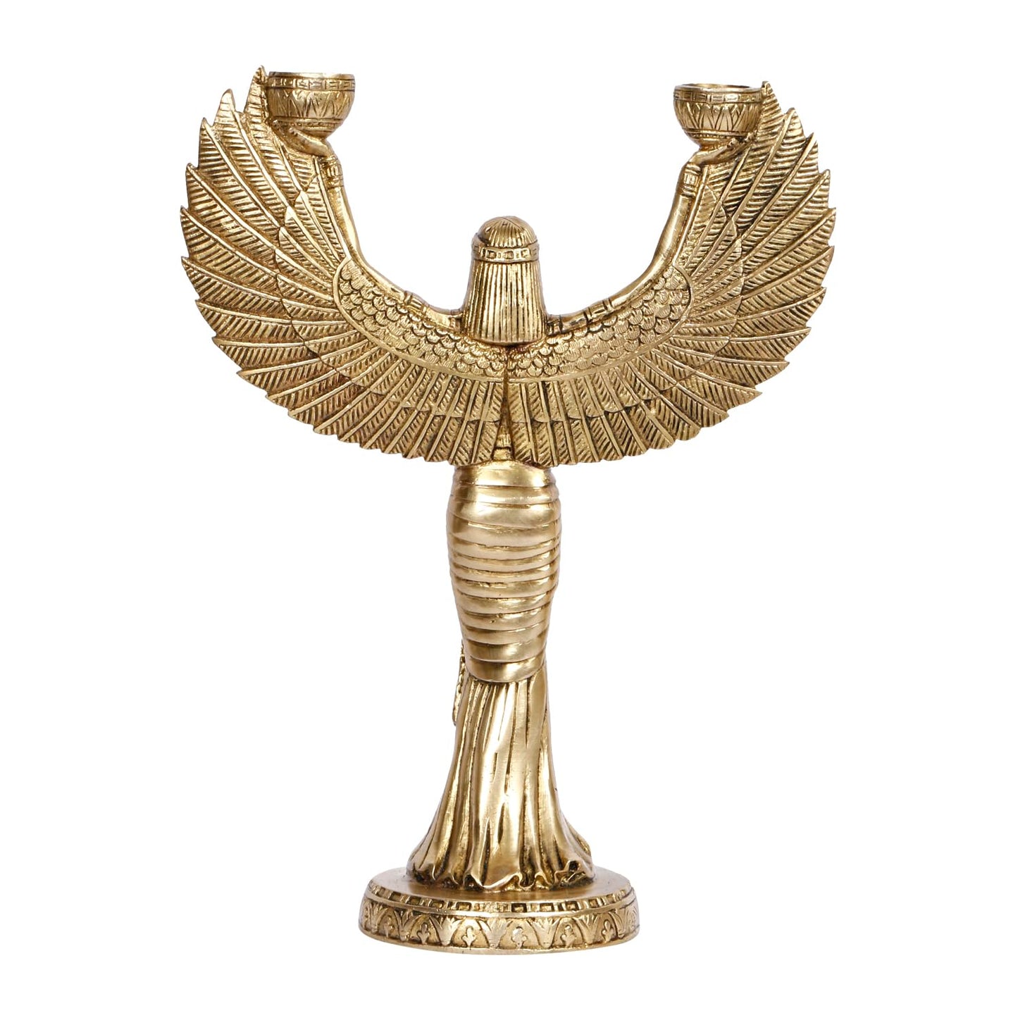 Brass Egyptian God Pari Designer Tealight Dual Candle Holder Idol Statue