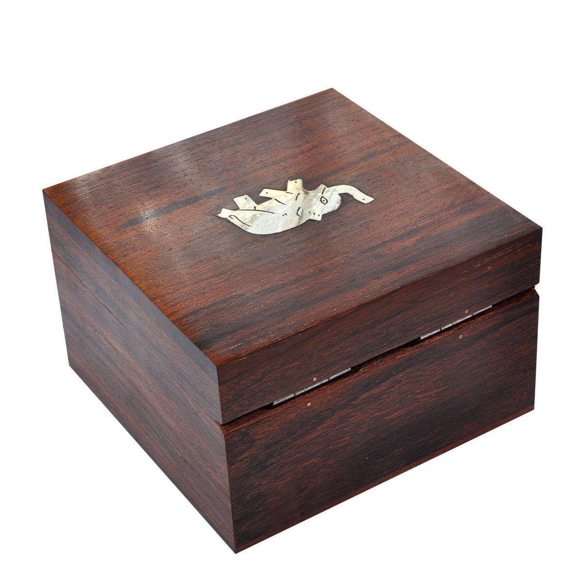 Wooden Brass Inlay Elephant Design Jewelry Box - Set of 4