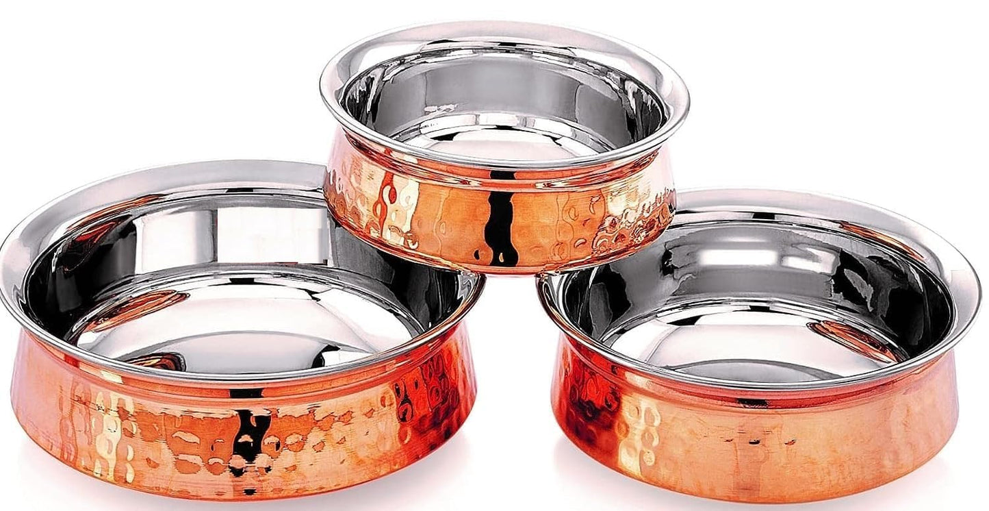 Copper Hyderabadi Handi Bowl Set of 3