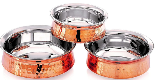 Copper Hyderabadi Handi Bowl Set of 3