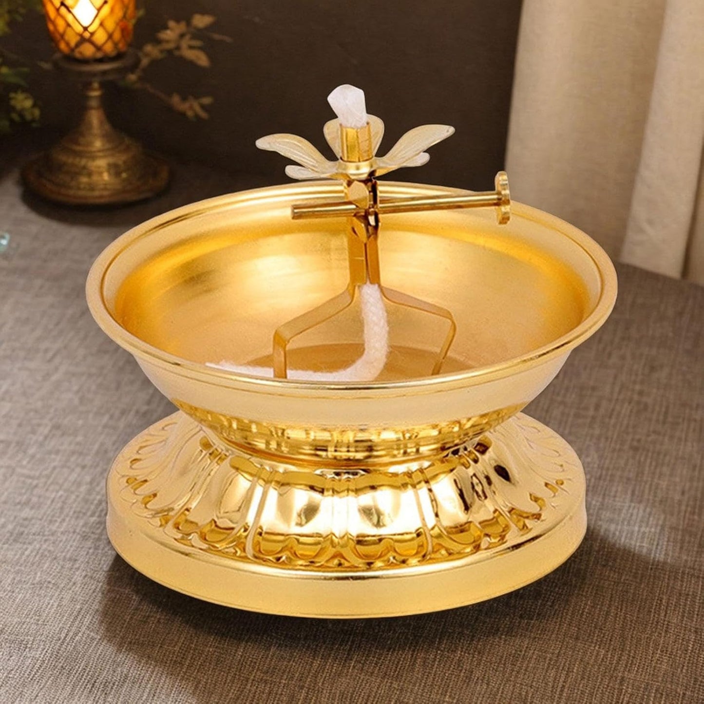 Ghee Lamp Holder - Sacred Flame Alloy Tea Light Holder for Tranquil