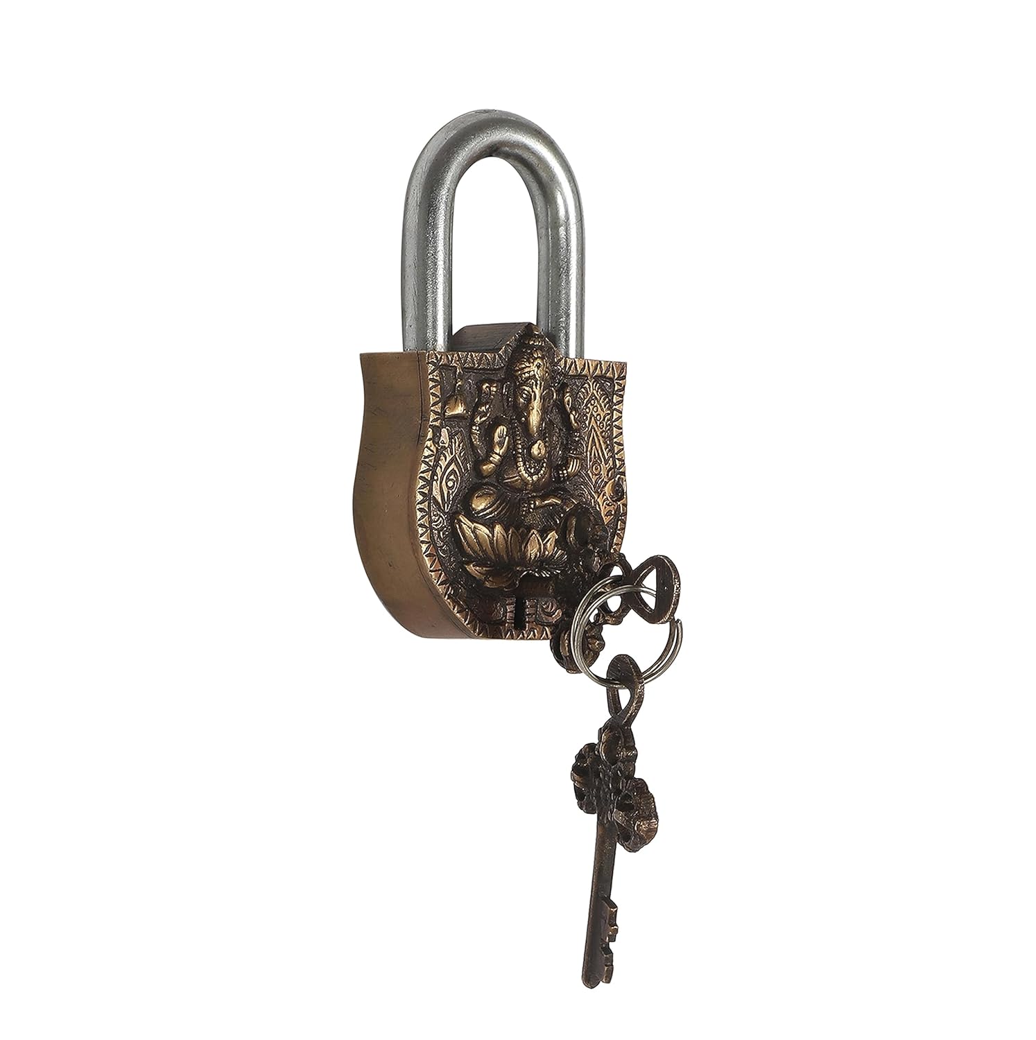 Brass Ganesha Padlock with Decorative Keys-ArtyCraftz.com