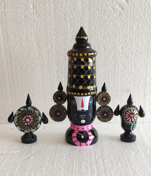 Handmade Etikoppaka Balaji Shanku Chakra Showpiece