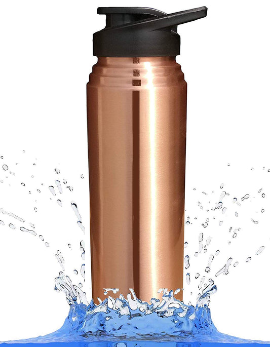 Pure Copper Sports Water Bottle 1000 ML with Flip Top Lid-ArtyCraftz.com