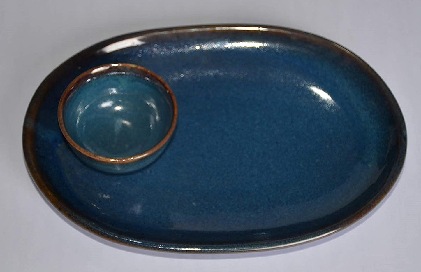 Handcrafted Ceramic Large Oval plate for Kitchen Accessories with Blue Color