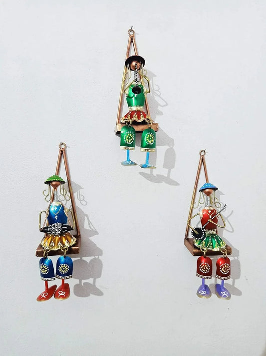 Handcrafted Metal Hanging Doll Musicians Wall Decor