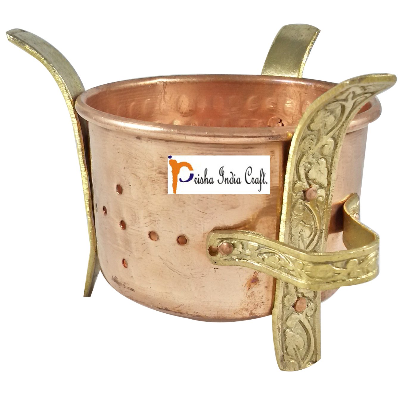 Mini Copper Handi Food Warmer with Brass Handles-ArtyCraftz.com
