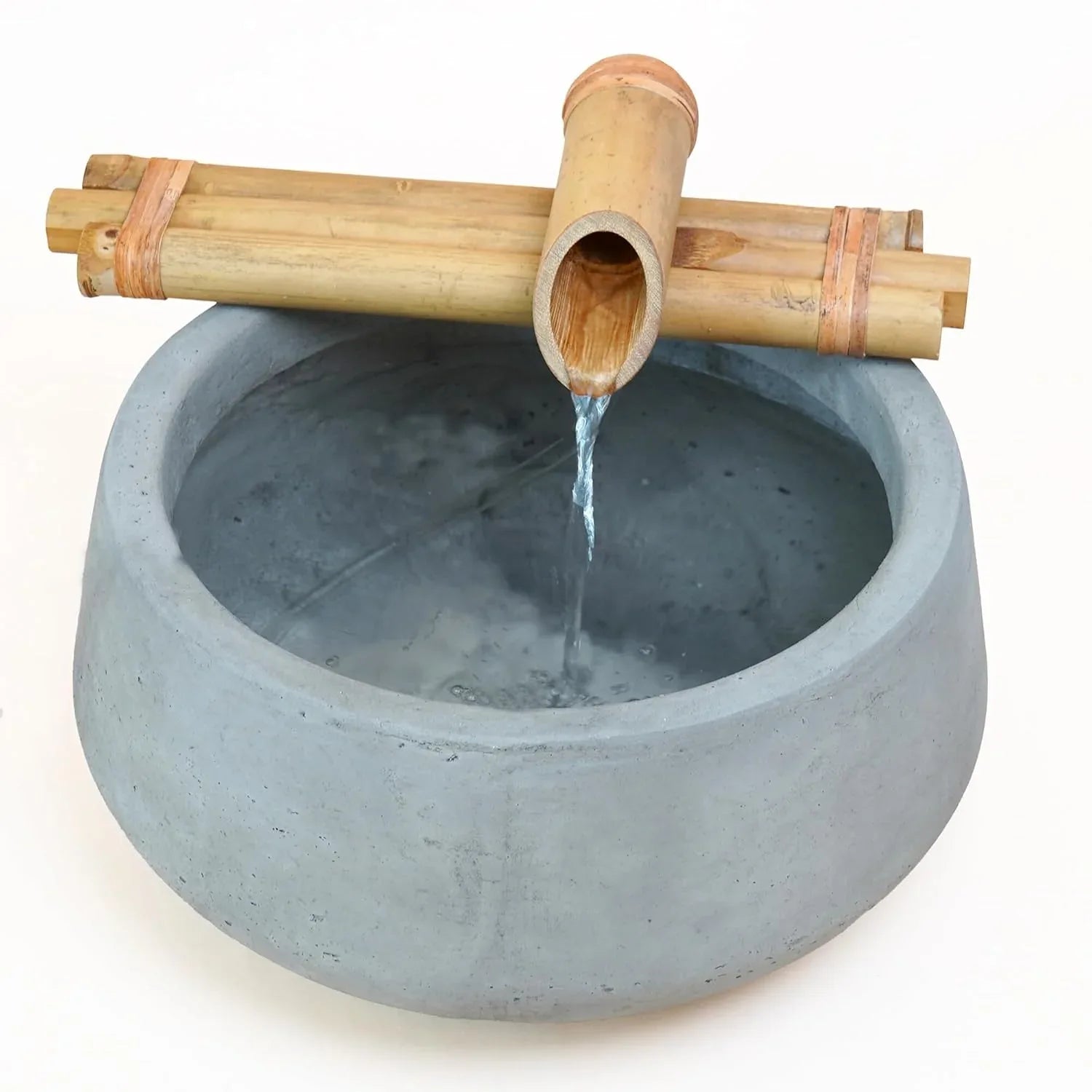 Bamboo Three Arm Water Spout & Pump Clear Image With Pot