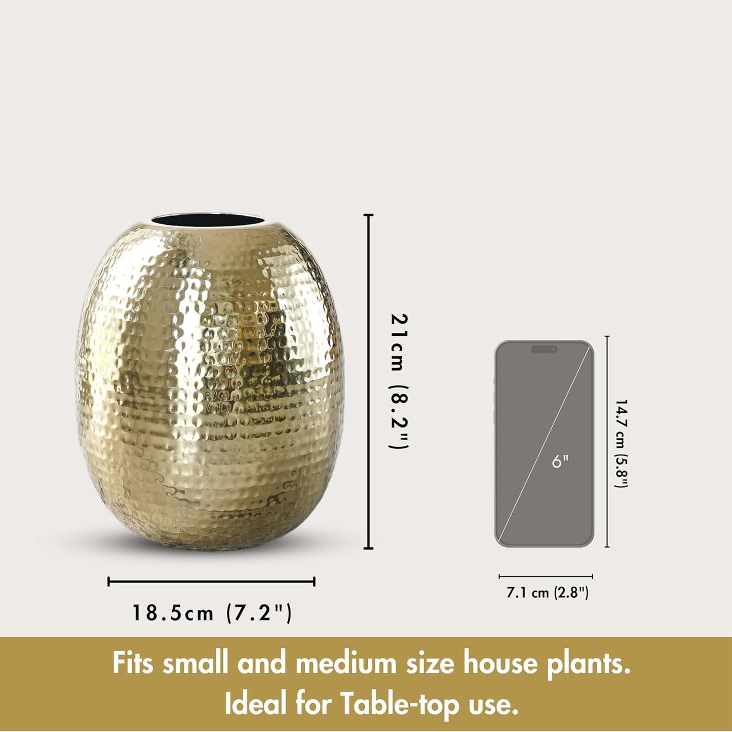 Metal Oval Shape Vase for Home Decor Decorative for Living Room Balcony