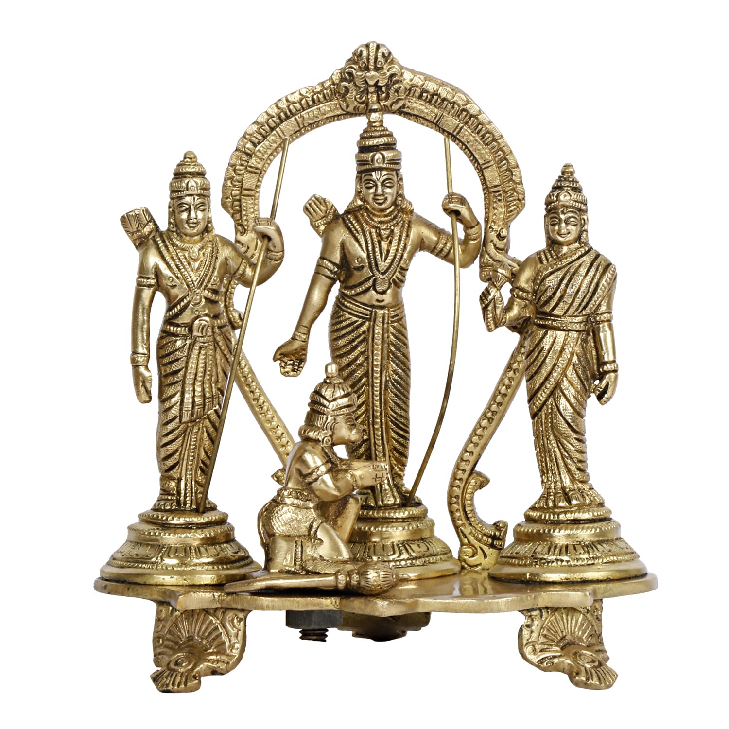 Brass Ram Sita Lakshman and Hanuman in Darbar White Background