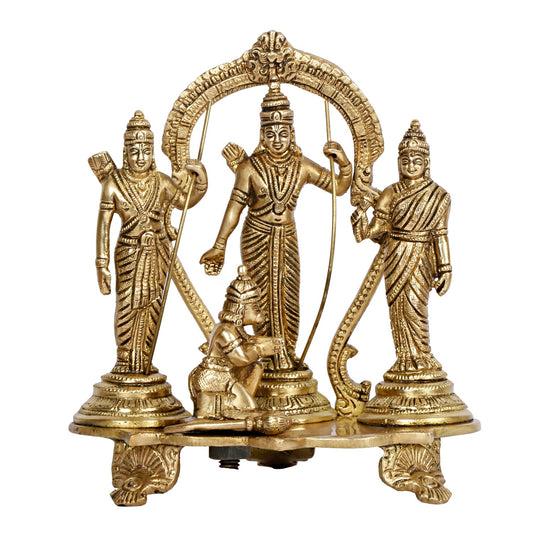 Brass Ram Sita Lakshman and Hanuman in Darbar White Background