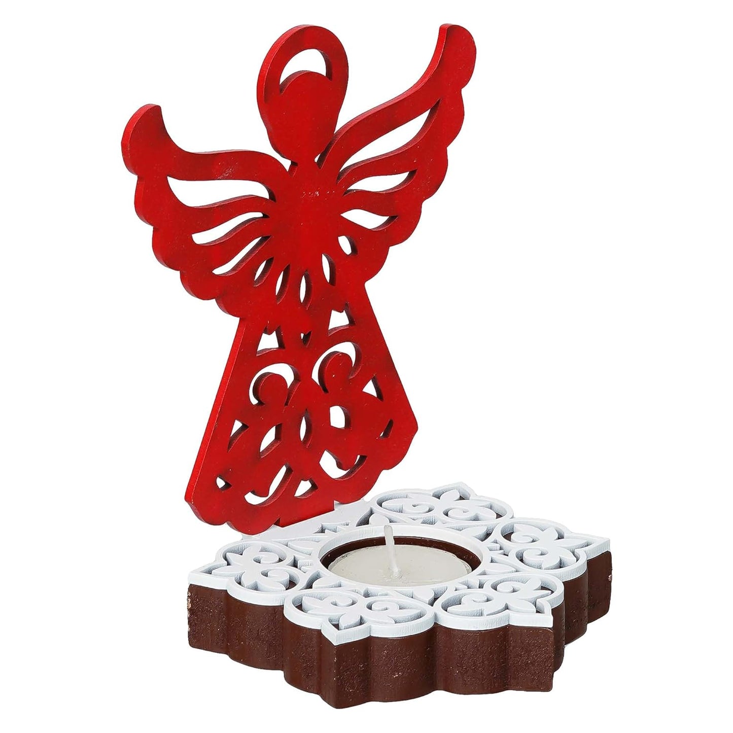 Red angel-shaped candle holder