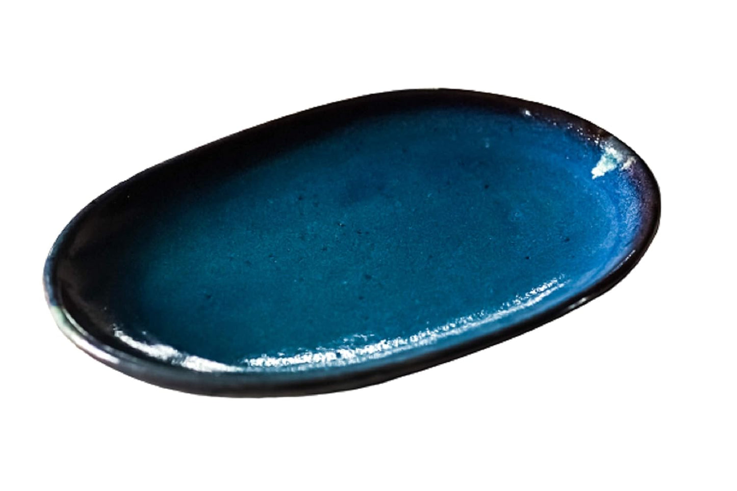 Handcrafted Ceramic Large Oval plate for Kitchen Accessories with Blue Color