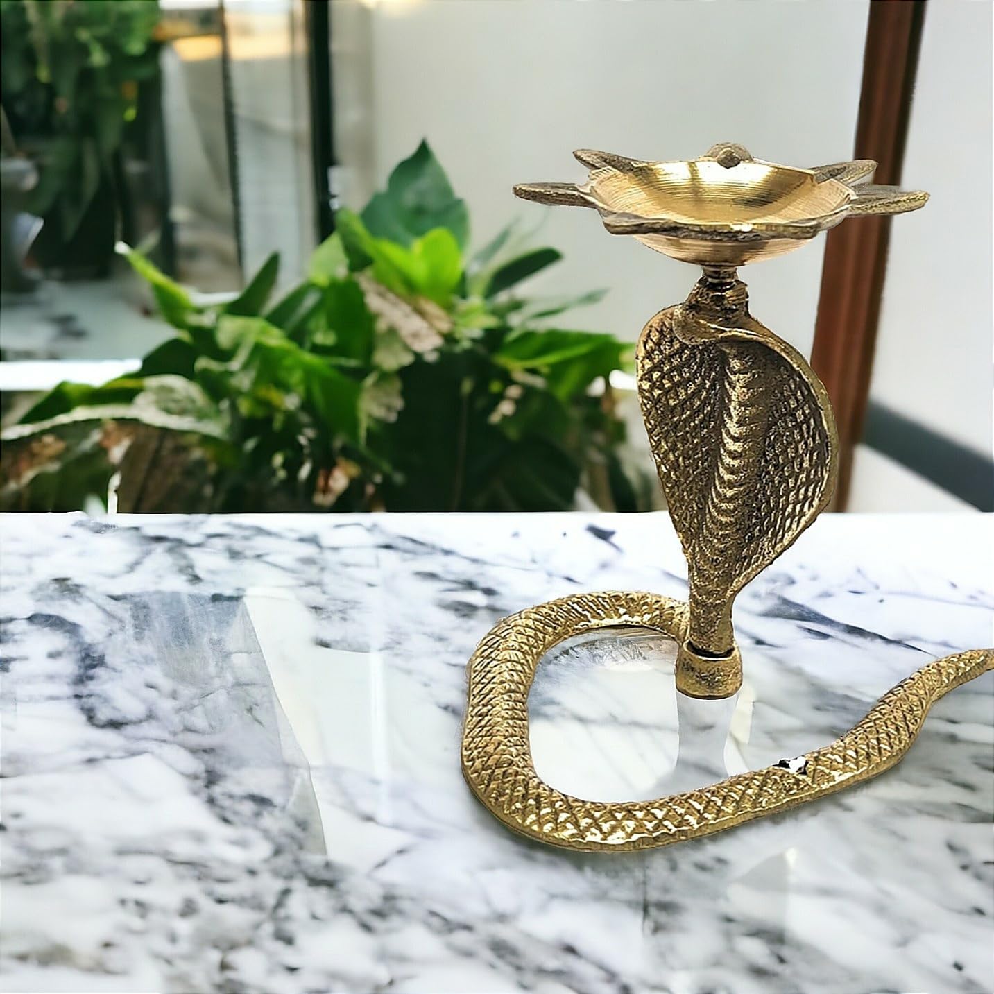 Handcrafted Cobra Deepak Brass Table Diya