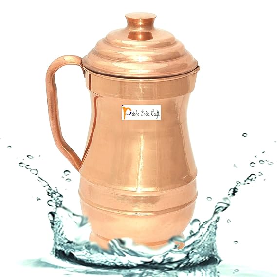 Handmade Copper Jug Pitcher, Serveware & Tableware, Good Health Benefits, Maharaja Jug with Lid,1800 ML