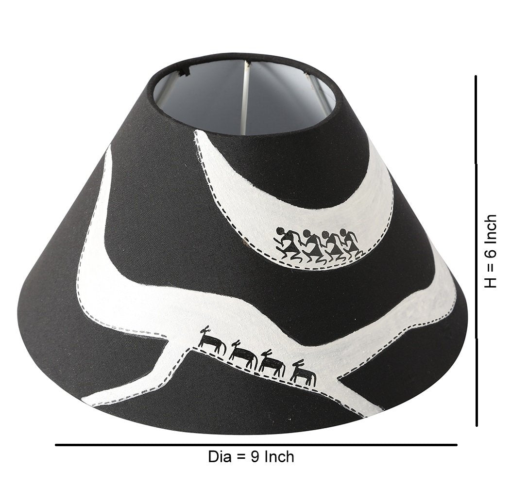 Warli Hand Painted Monochrome Terracotta Table Lamp Top Dimension