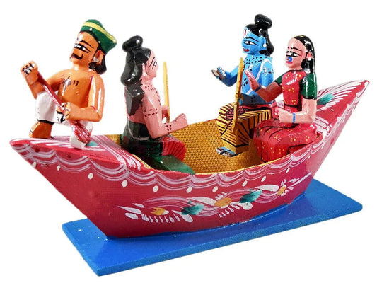 Kondapalli Rama, Sita and Lakshmana on Boat Showpiece