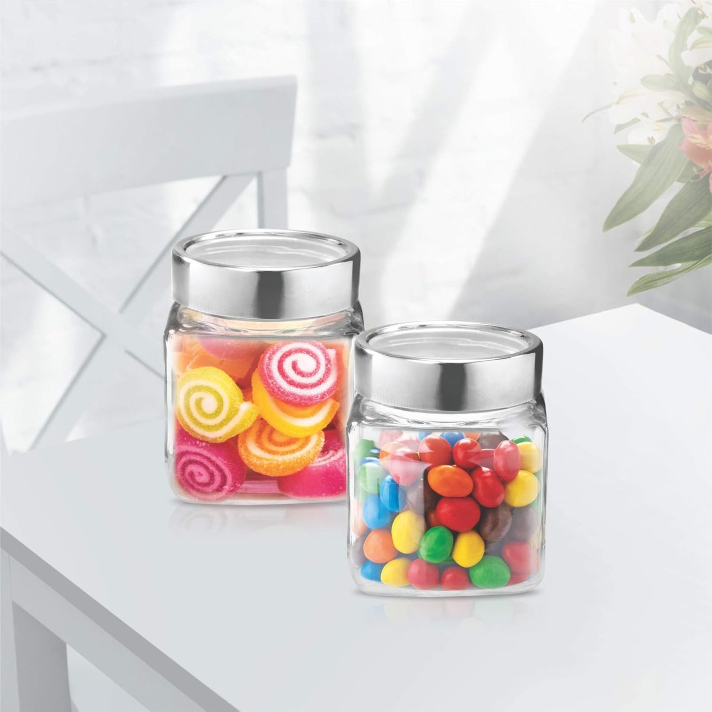 Treo By Milton Cube Storage Glass Jar, Set of 3, 180 ml Each, Transparent