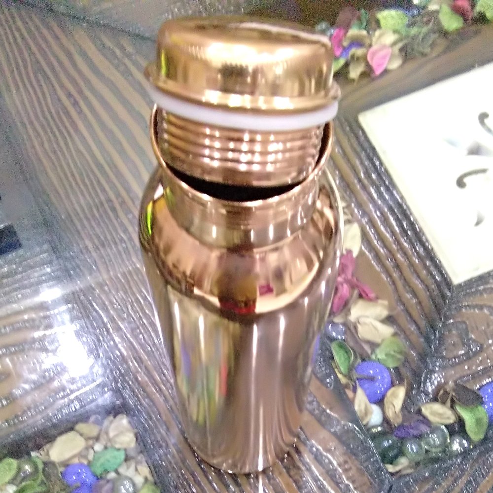 Pure Copper Jointless Seamless Glossy Finish Copper Water Bottle-ArtyCraftz.com