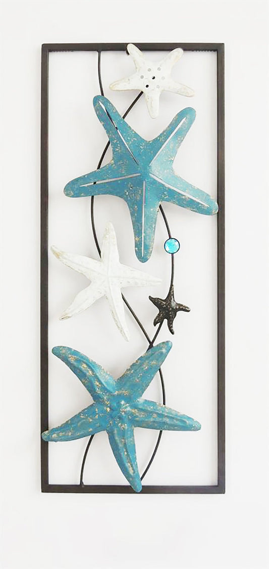 Turquoise Blue Star Fish Metal Wall Decor Frame