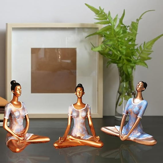 Set of 3 Yoga Lady Figurines