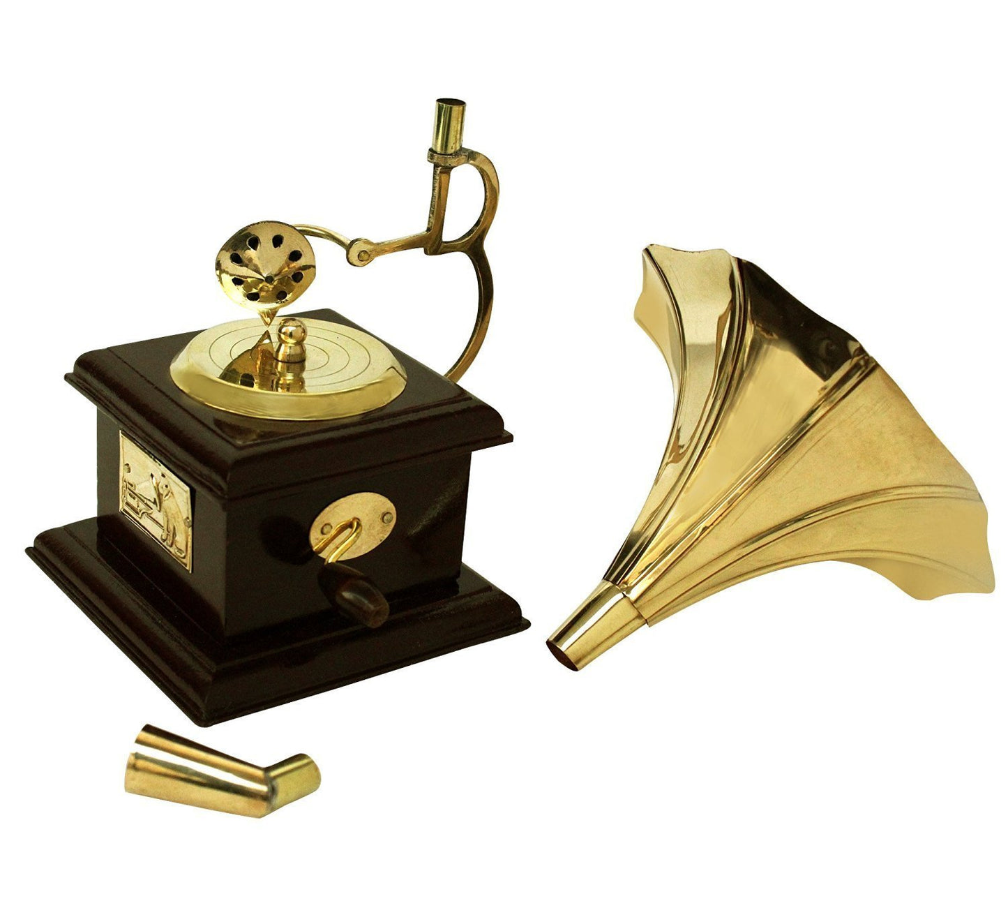 Antique Handcrafted Brass Gramophone, Music Shelf Table Decorative Showpiece