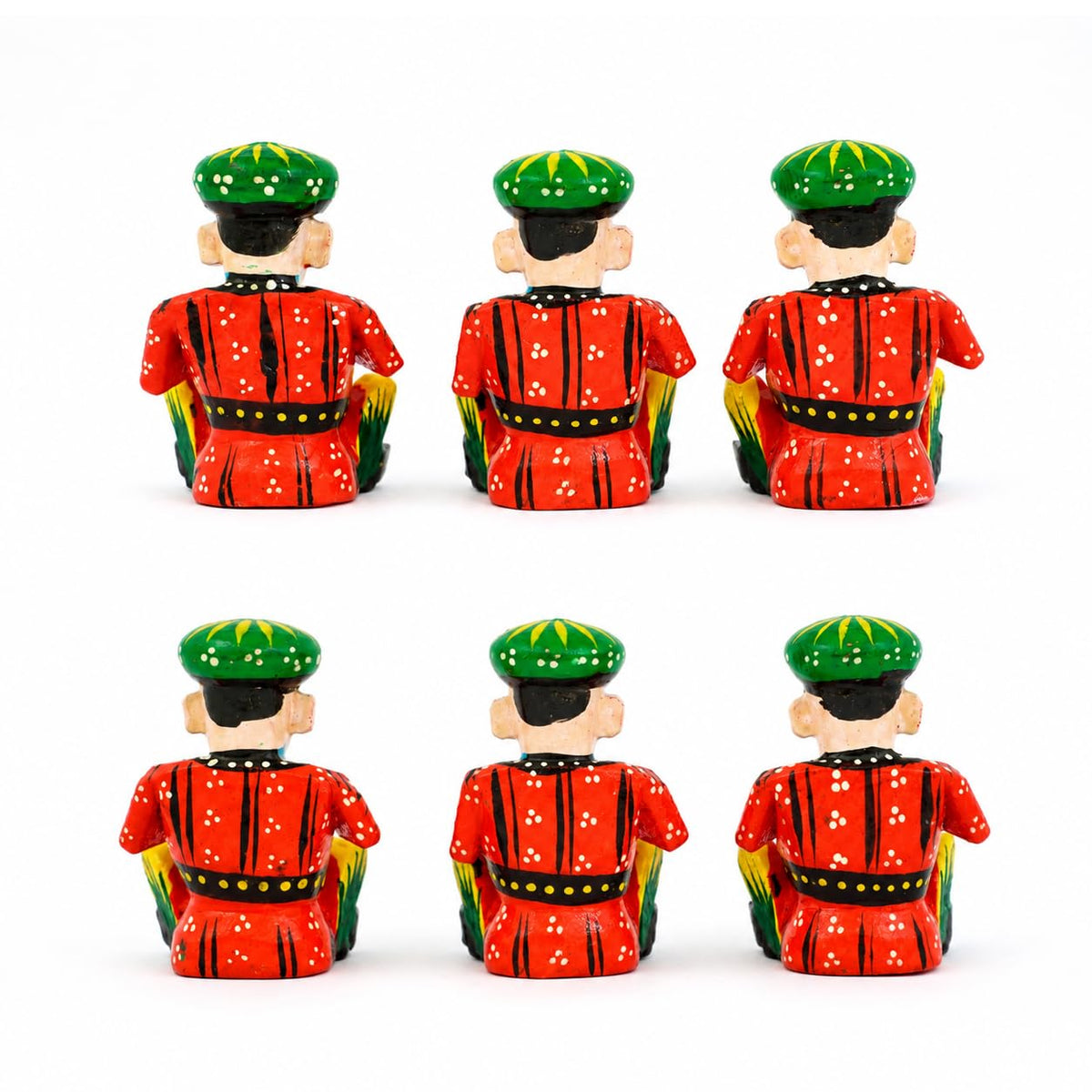 Handmade Wooden Rajasthani 6 Piece Musician Bawla Set Small