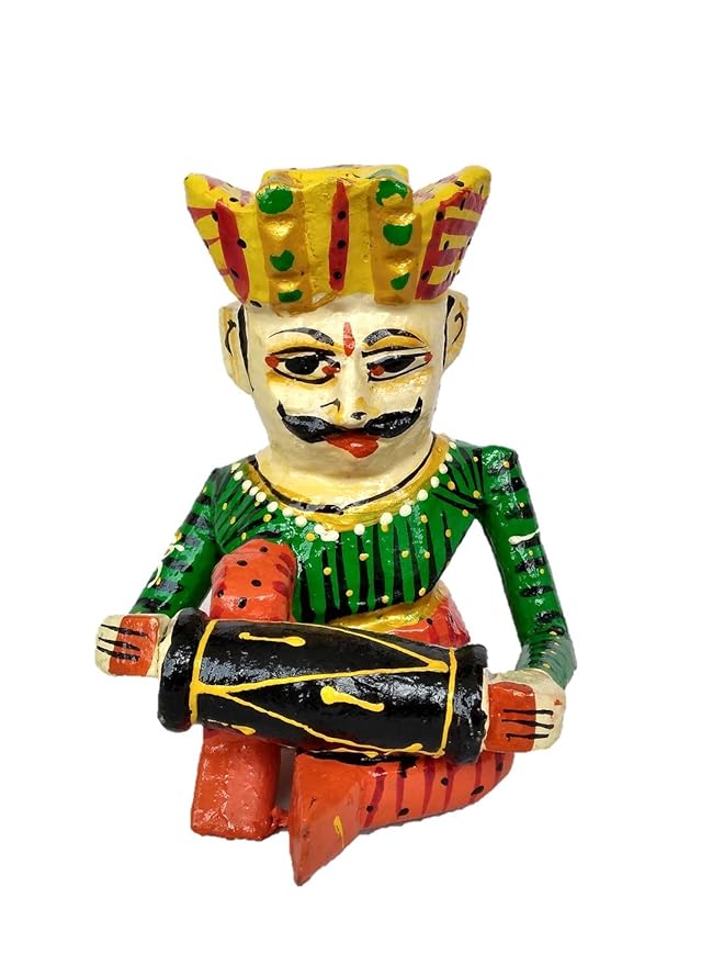 Exquisite Wooden Decorative Musician Bawla Showpiece