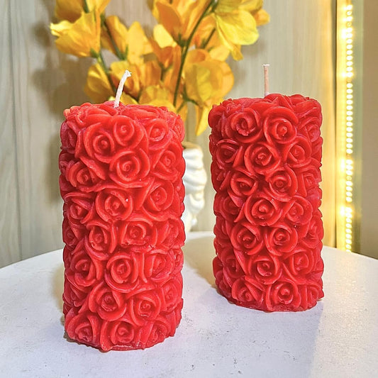 Handcrafted Rose Pillar Candles