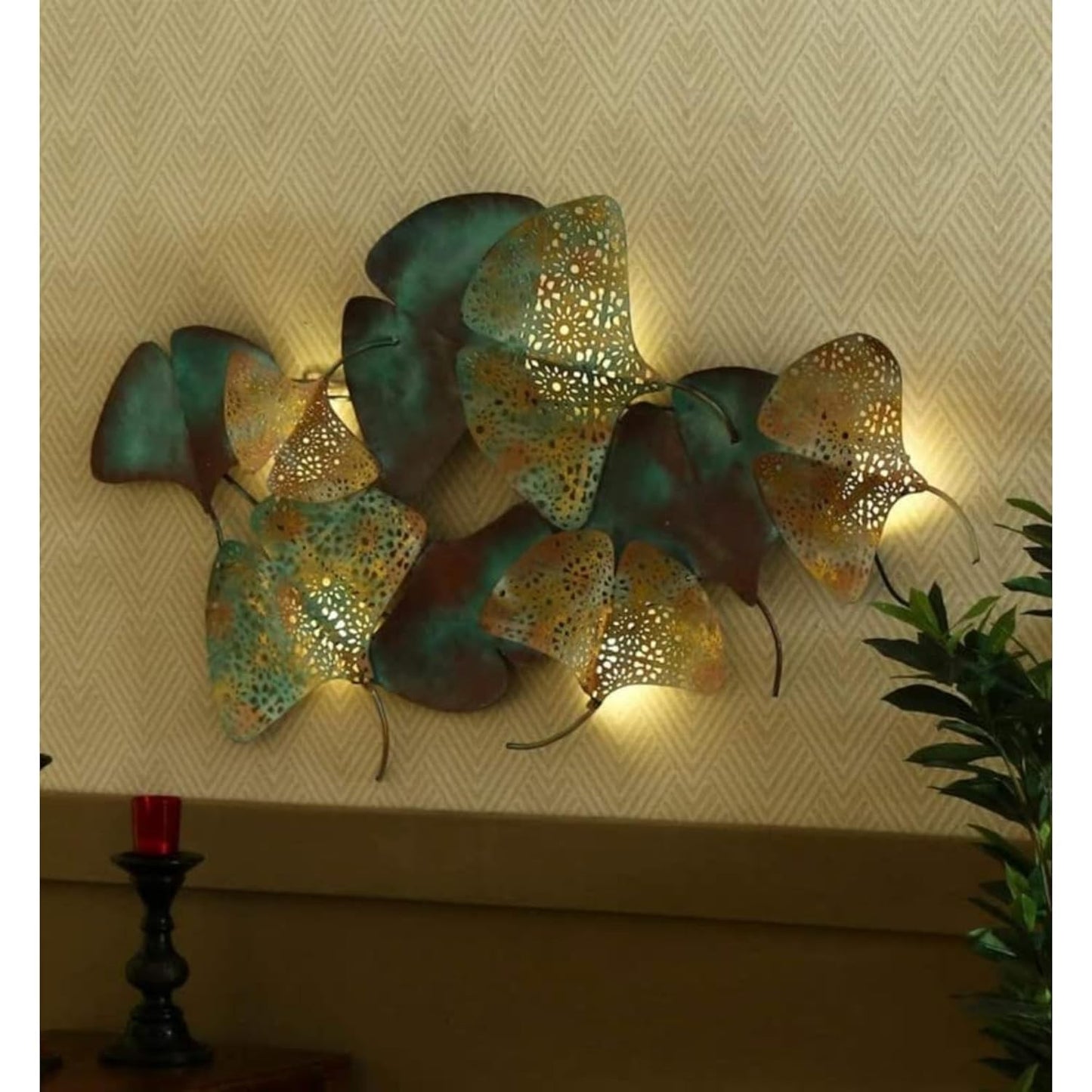 Handcrafted Metal Leaf Led Wall Decor