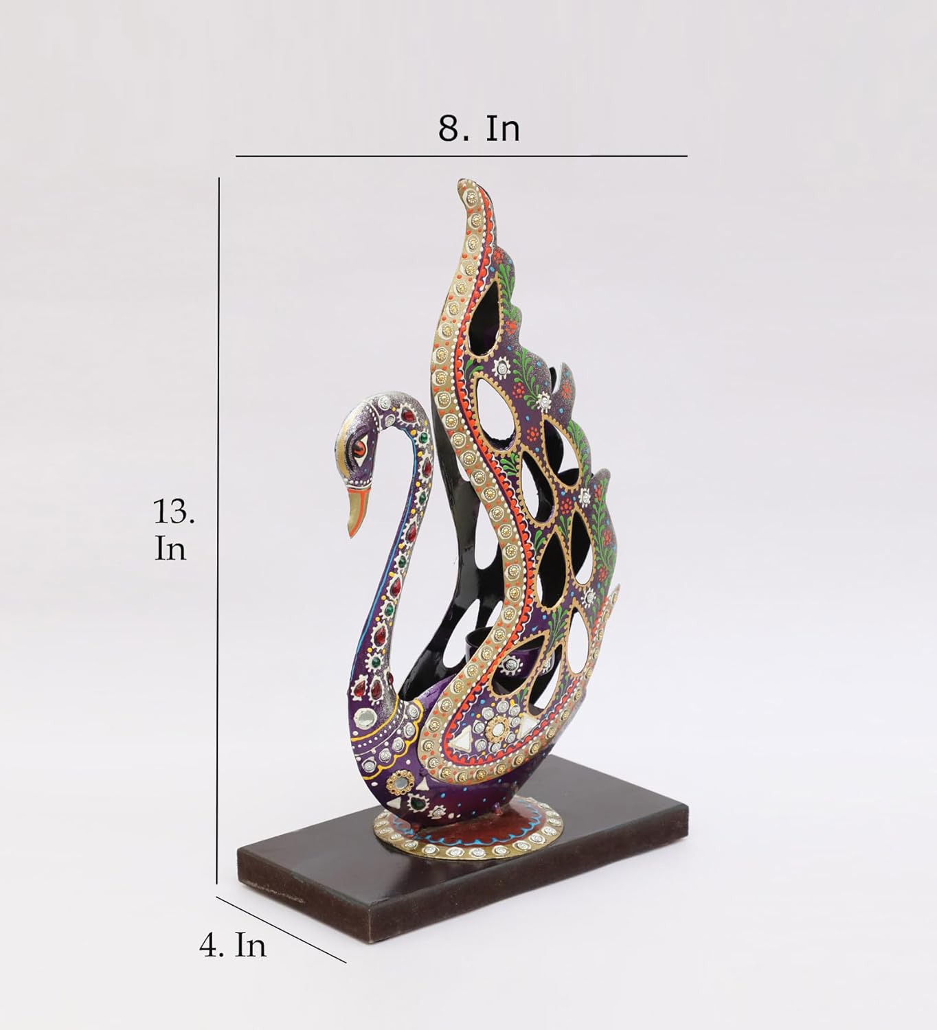 Multicolour Iron Juhi Swan T-Light Table Decor Figurine Showpiece Candle Holder