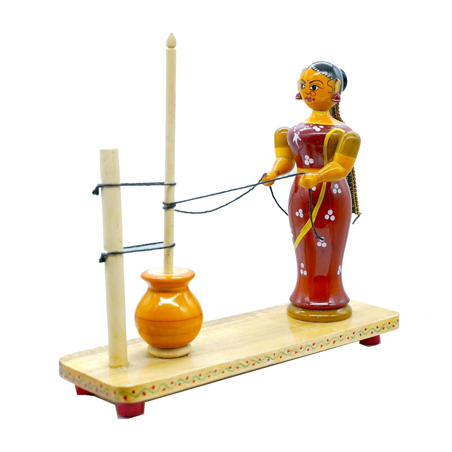 Kondapalli Handcrafted Woman Churning Butter Showpiece
