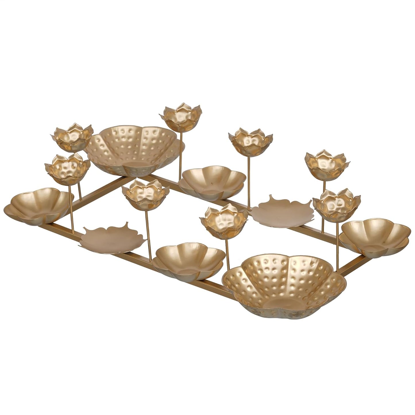 Decorative gold metal tray with bowl design