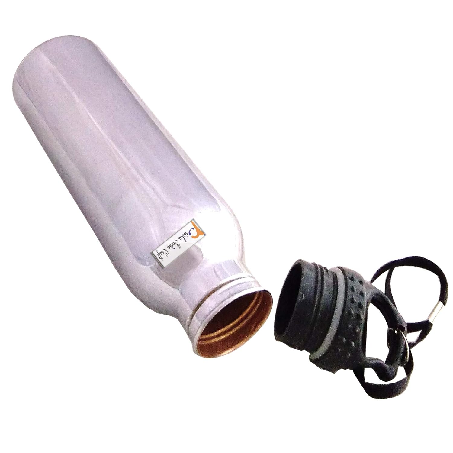 Pure Copper Water Bottle Outside Steel Coating with Plastic Cap 800 ml