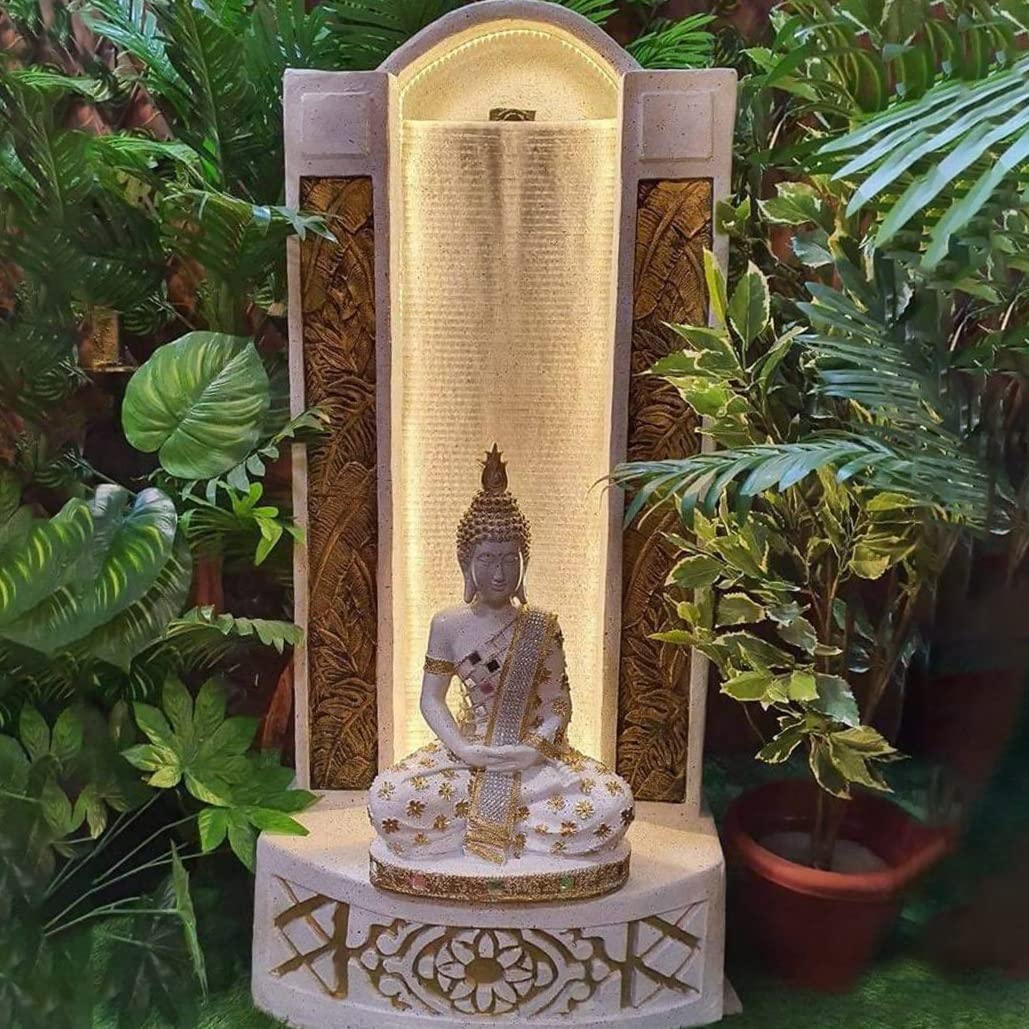 Resin Buddha Water Fountain 4 Feet for Home Decor and Garden