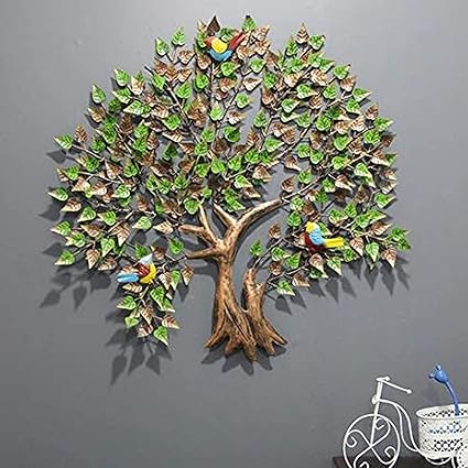 Handcrafted Metal Tree and Birds for Wall Decor