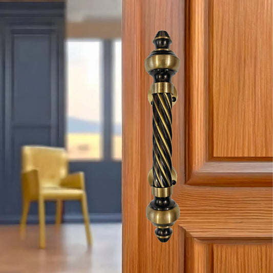 Vintage Brass Door Pull Handle with Twisted Rod Design-ArtyCraftz.com