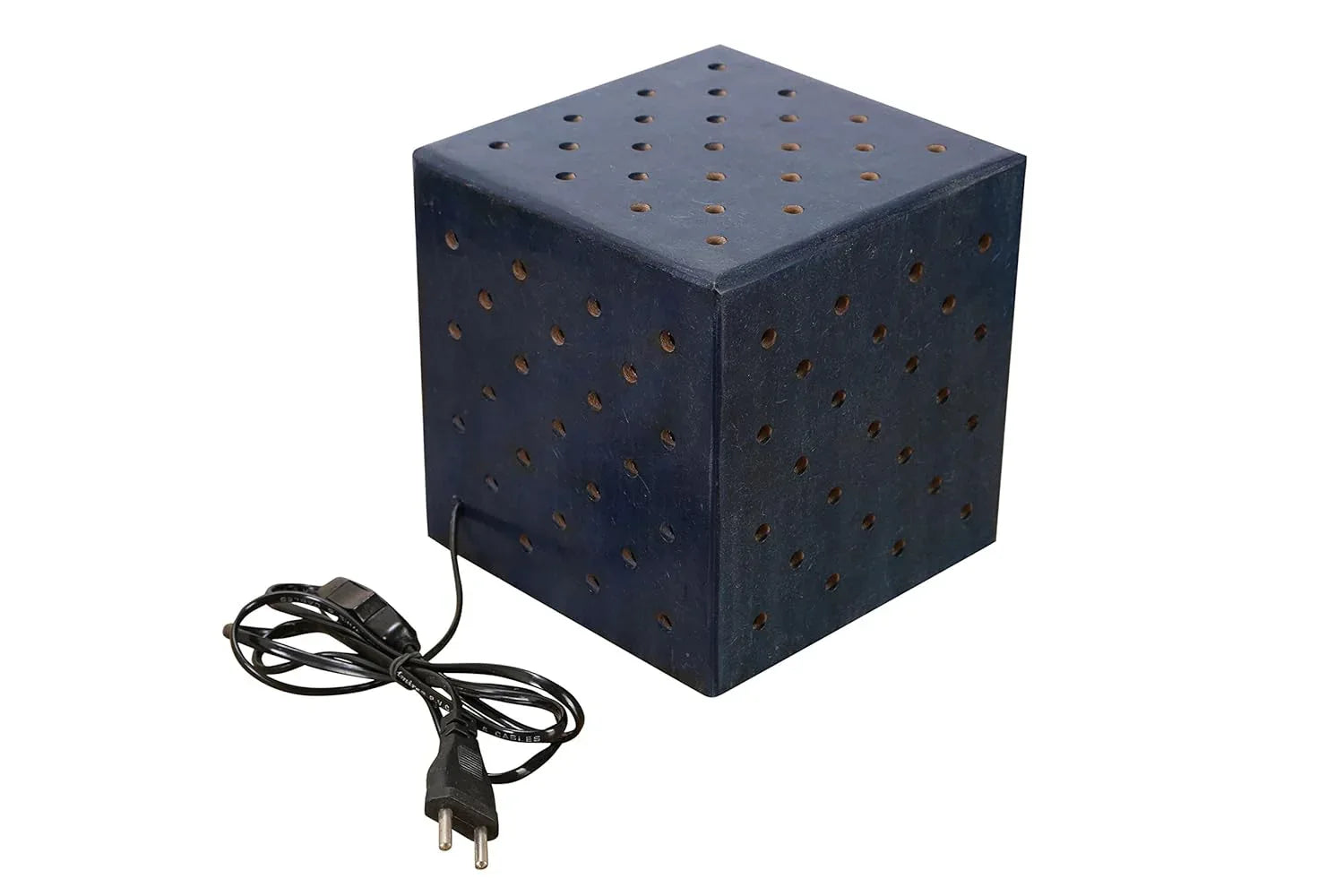 Wooden Dice Table Lamp in Dark Colour