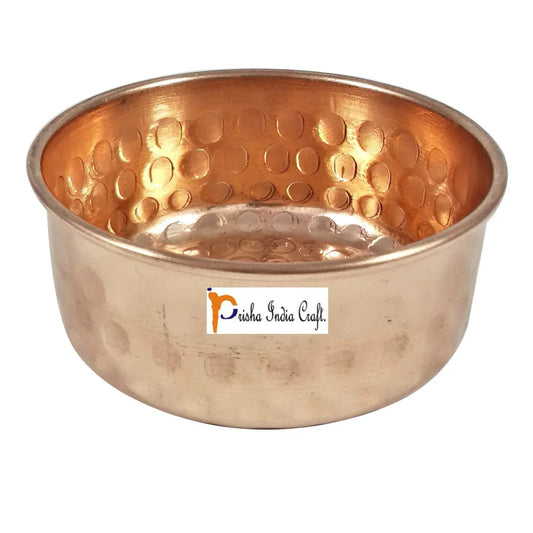 Hammered Design Pure Copper Serving Bowl with Spoon Set- ArtyCraftz.com