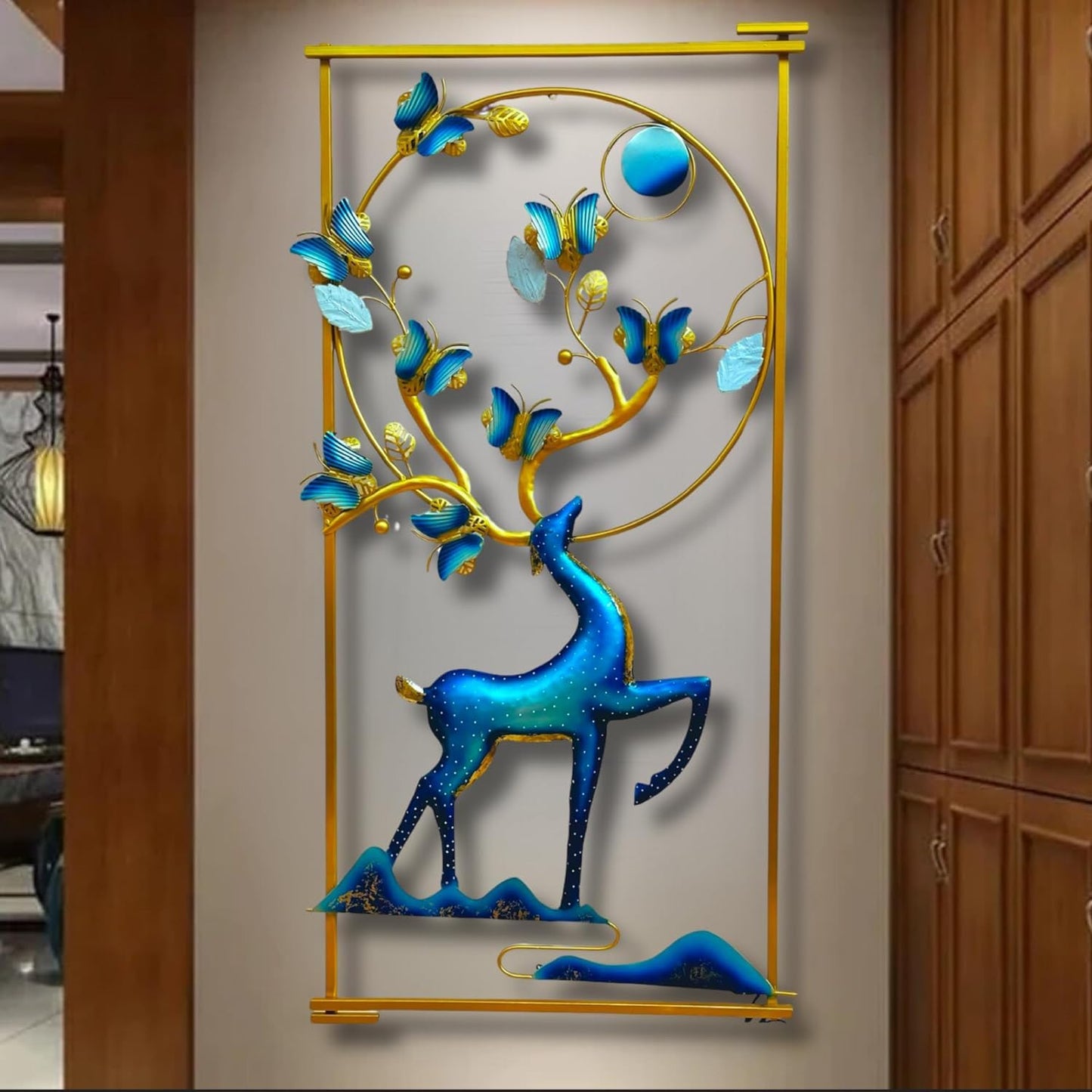 Deer And Butterfly With LED Metal Wall Decor