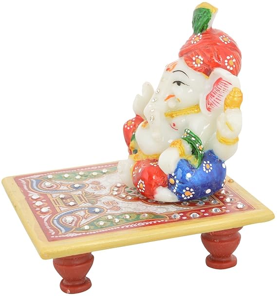 Marble Chowki Ganesh (10 cm x 10 cm)