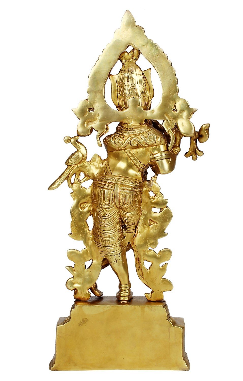Brass Krishna Statue with Ornate Arch -35 cm Decorative Metal Sculpture