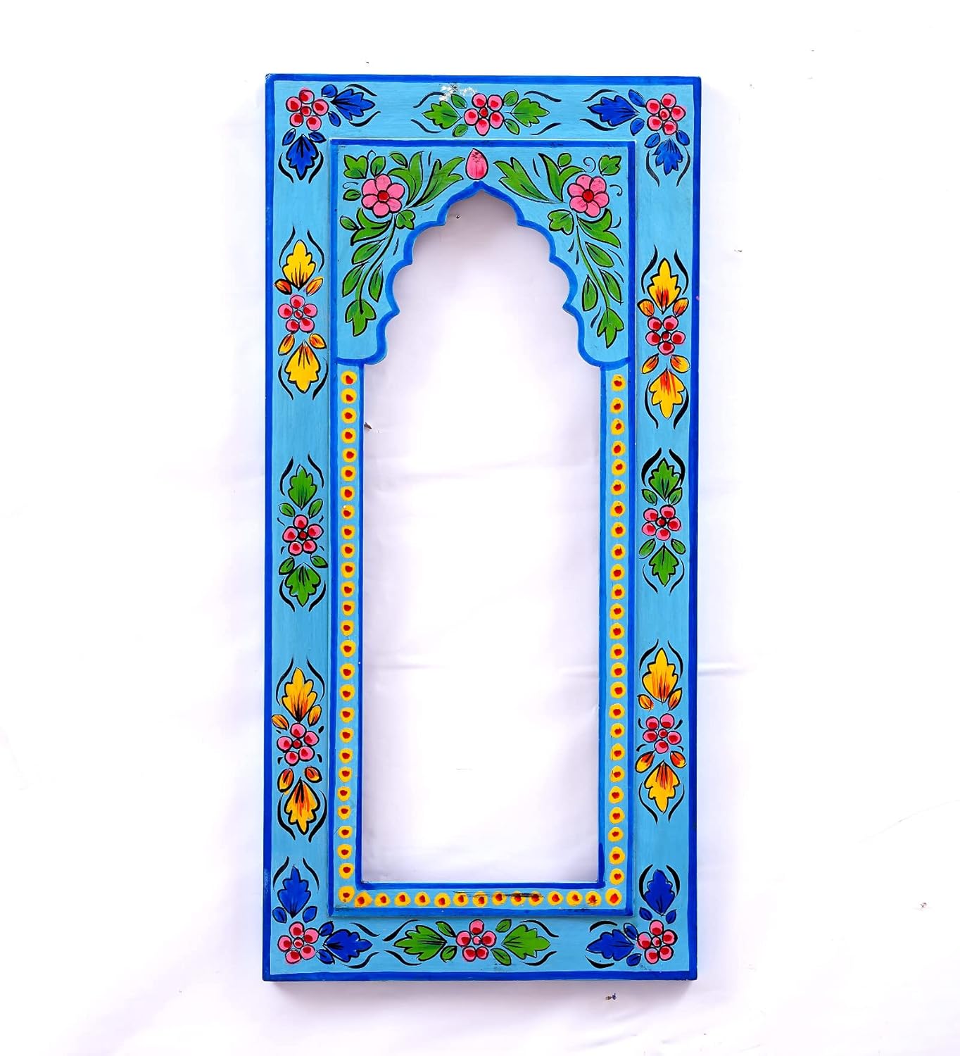 Handpainted Rectangle Blue Colour Jharokha Frame Wall Hanging