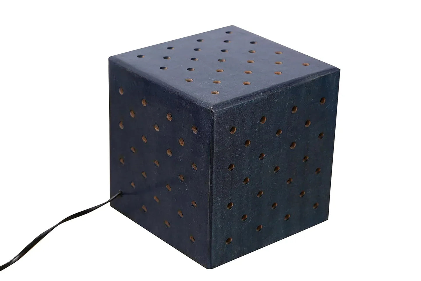 Wooden Dice Table Lamp in Dark Colour with Wire