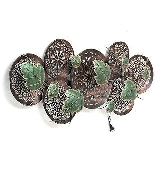 Handcrafted Metal Leaf Circle Led Wall Decor