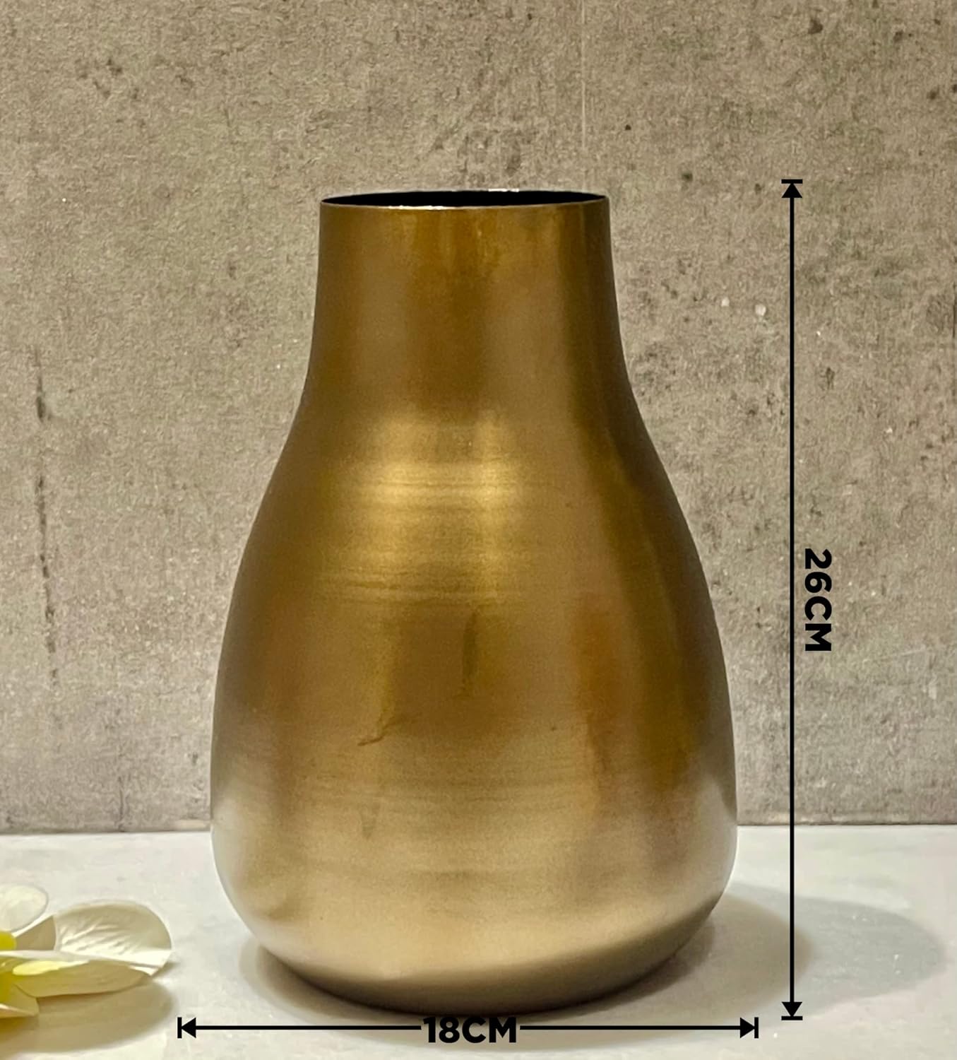 Luxurious Pot Bellied Golden Metal Vase