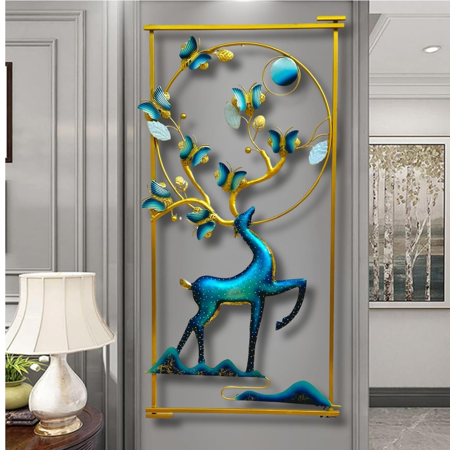 Deer And Butterfly With LED Metal Wall Decor