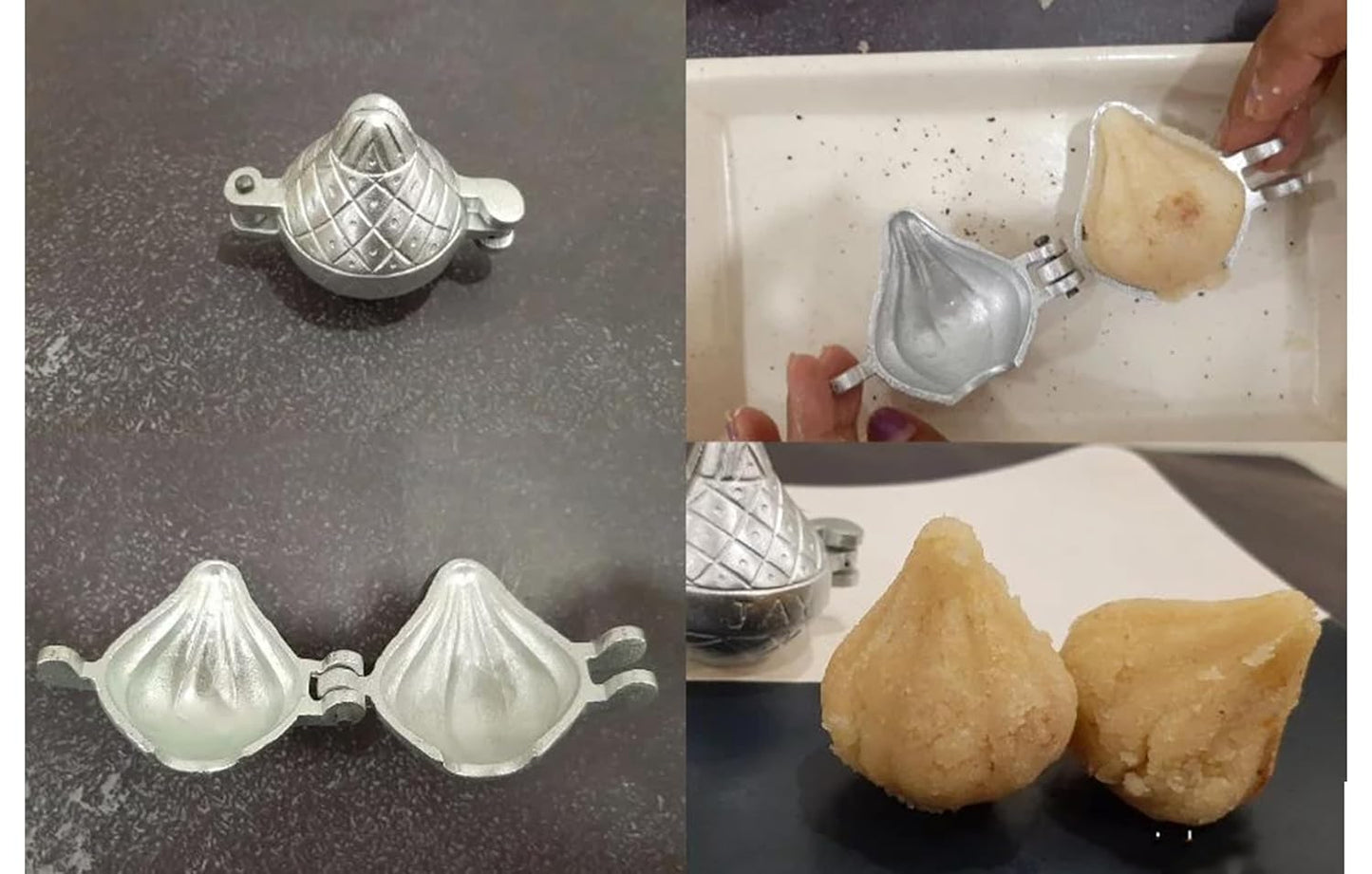Aluminum Modak Maker with Gujiya Maker – Set of 2 Moulds