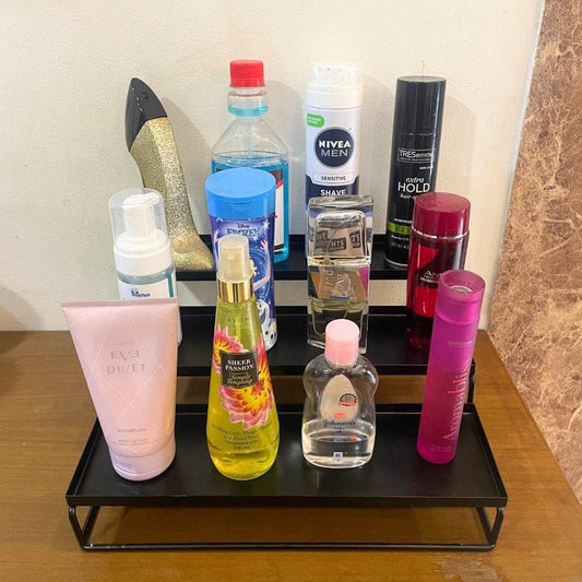 Luxury 3-Tier Metal Countertop Organizer Premium Spice & Storage Display Rack (31 x 29 x 12 cm)